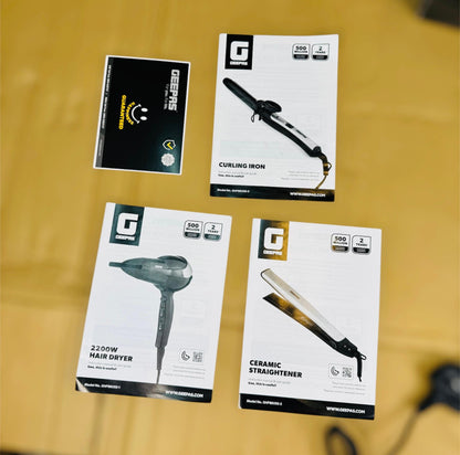 3-in-1 Hair Dryer, Curler & Straightener Combo – Complete Styling Kit for Fast Drying, Straightening & Curling