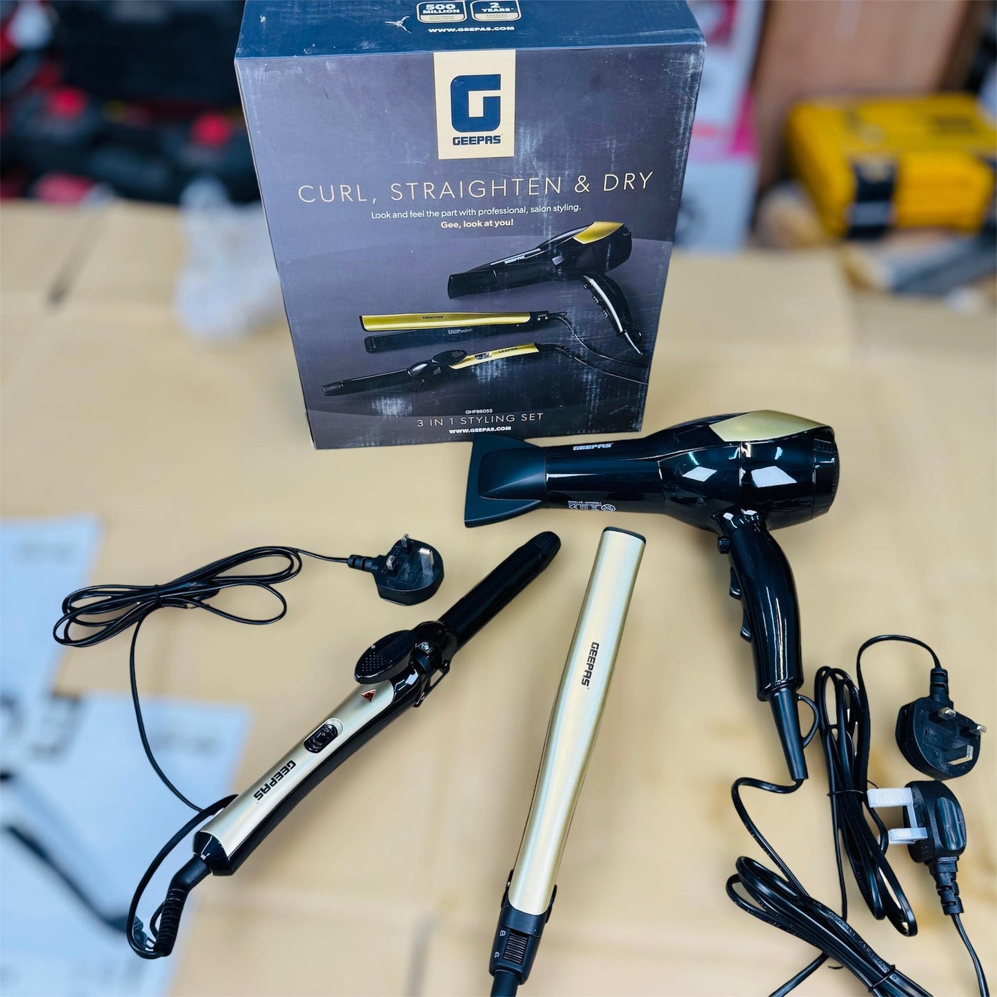 3-in-1 Hair Dryer, Curler & Straightener Combo – Complete Styling Kit for Fast Drying, Straightening & Curling