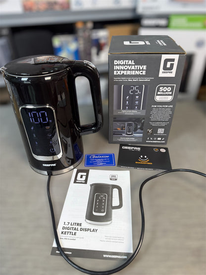Geepas 1.7L Digital Display Electric Kettle – GK9895 | Smart Temperature Control