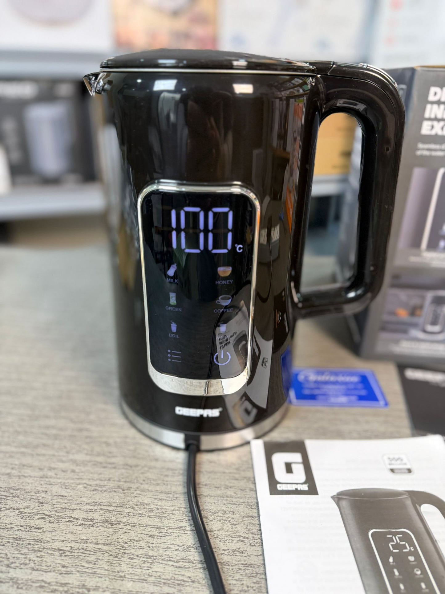 Geepas 1.7L Digital Display Electric Kettle – GK9895 | Smart Temperature Control