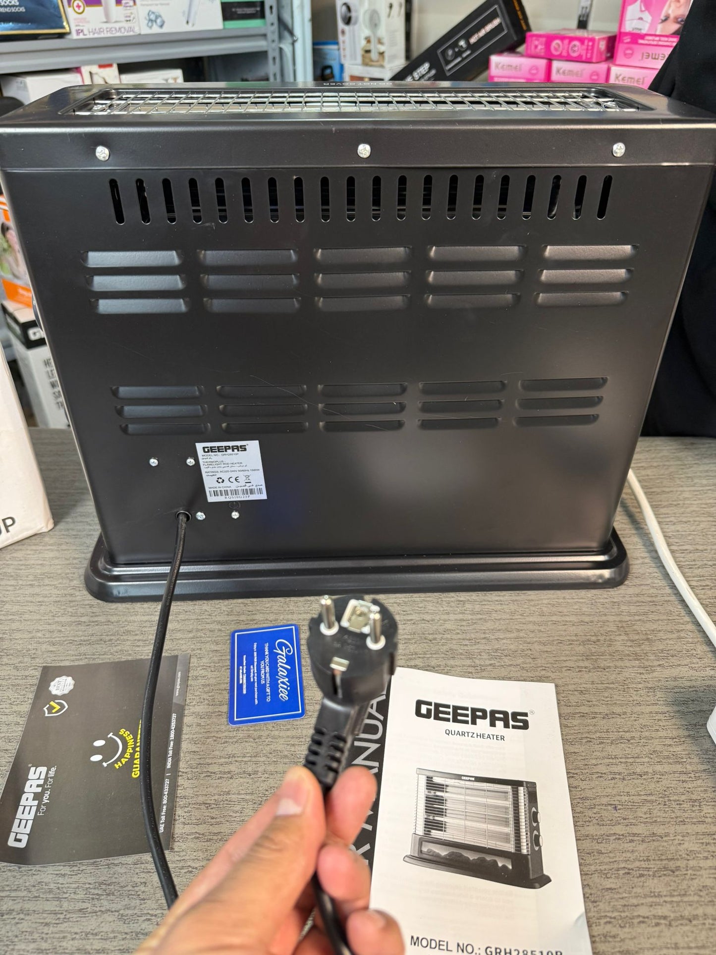 Geepas Ecowarm Red Halogen Heater  and Geepas Flame Rod Heater GRH28510P – 1500W Fireplace-Style Room Heater