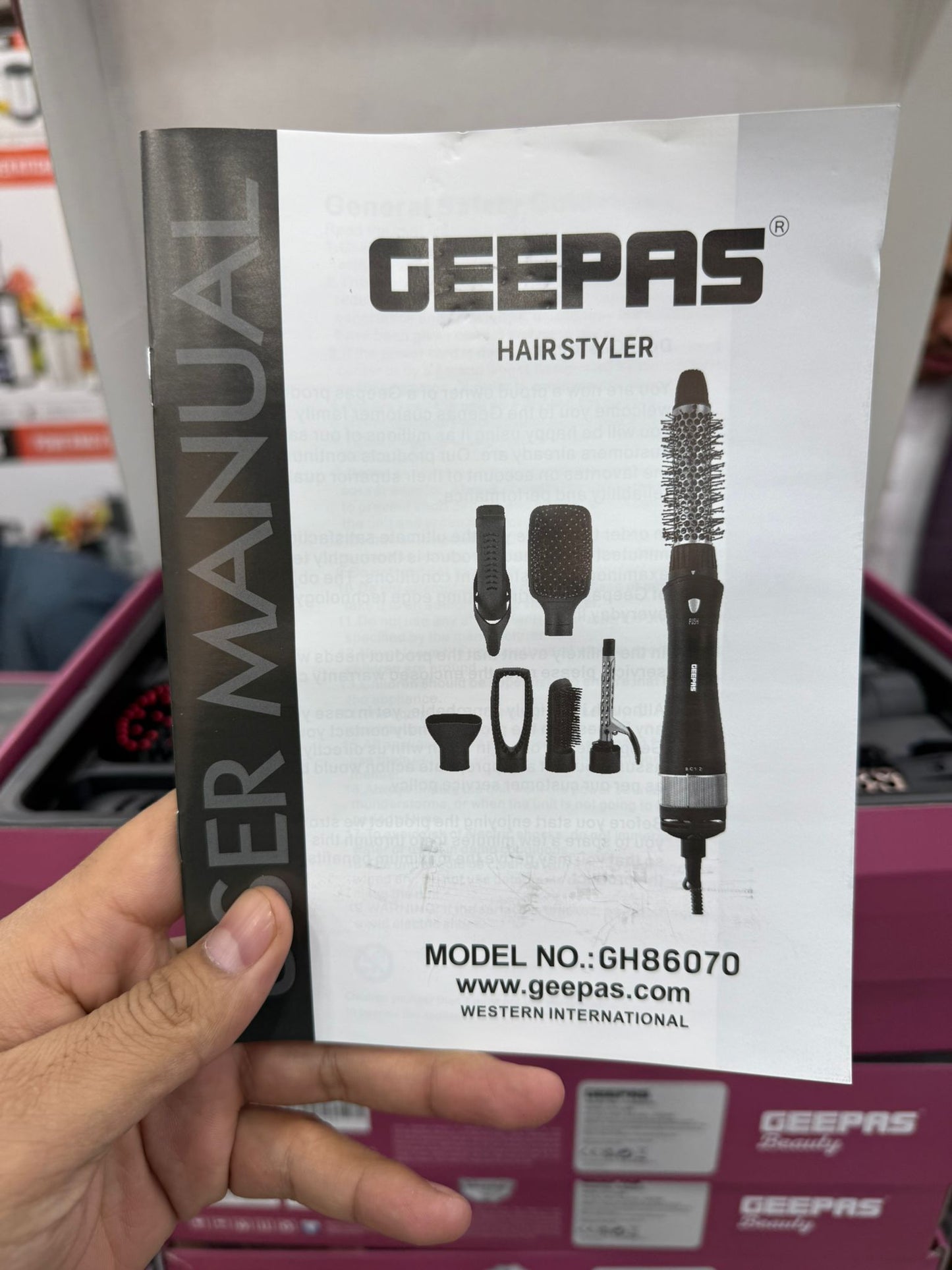 Geepas 8-in-1 Hair Styler Set GH86070 – Hair Dryer & Styling Brush Combo, DC Motor, 2 Speed Temperature,