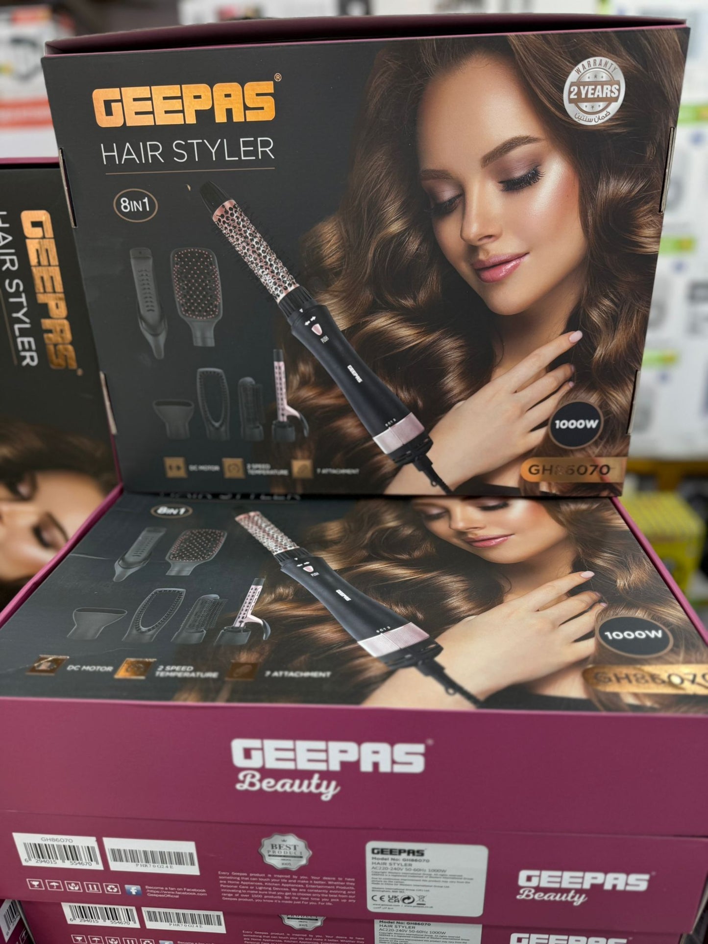Geepas 8-in-1 Hair Styler Set GH86070 – Hair Dryer & Styling Brush Combo, DC Motor, 2 Speed Temperature,