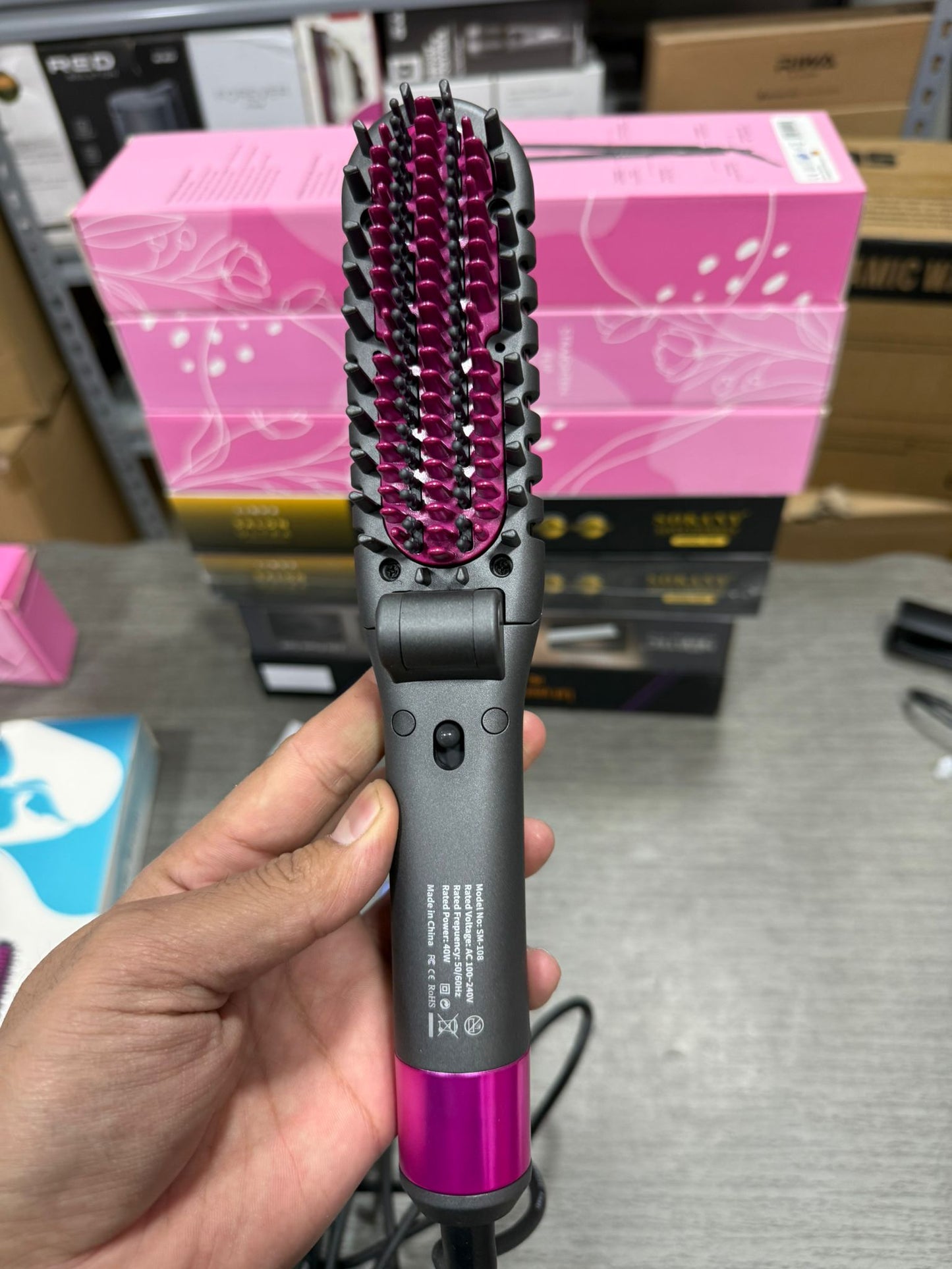 3 in 1 Foldable Hair Brush Mini Straightener Comb Electric Beard Hair Straightener Brush