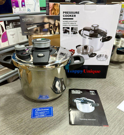 Happy Unique Premium Stainless Steel Pressure Cooker Set – 5L & 7L with Steamer (Induction Compatible)
