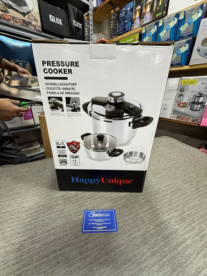 Happy Unique Premium Stainless Steel Pressure Cooker Set – 5L & 7L with Steamer (Induction Compatible)