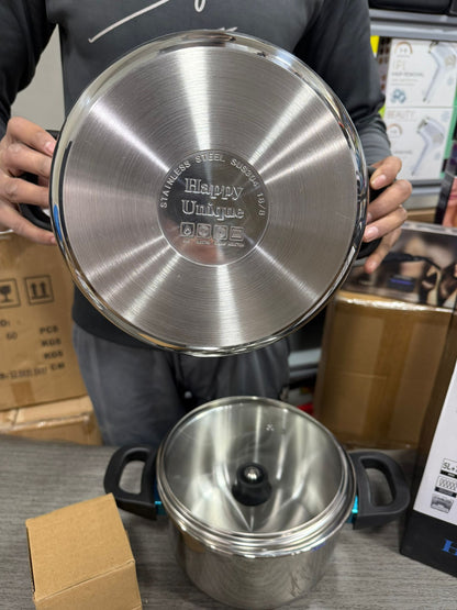 Happy Unique Premium Stainless Steel Pressure Cooker Set – 5L & 7L with Steamer (Induction Compatible)