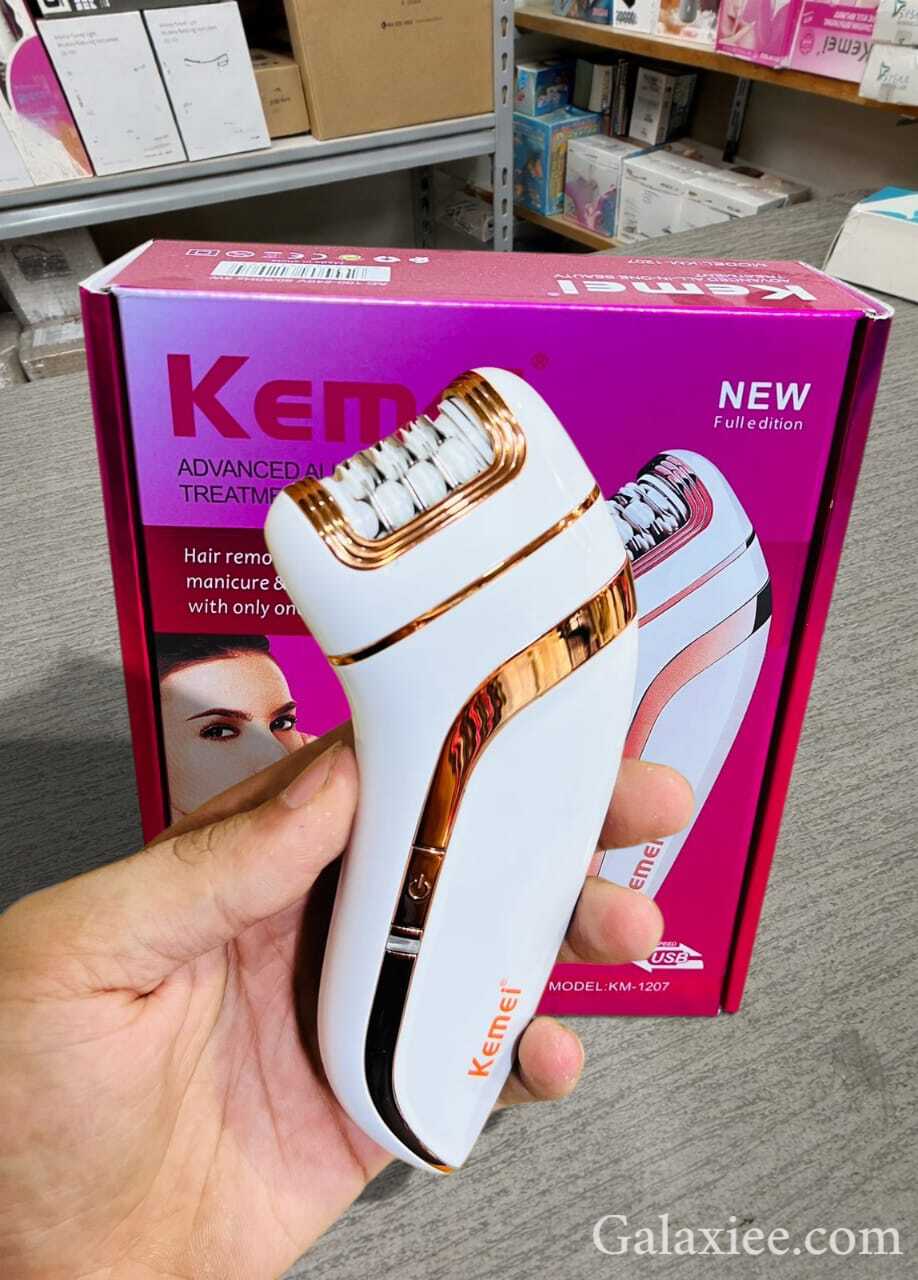 Kemei KM-1207 3-in-1 Women Epilator & Electric Trimmer – Rechargeable Grooming Device