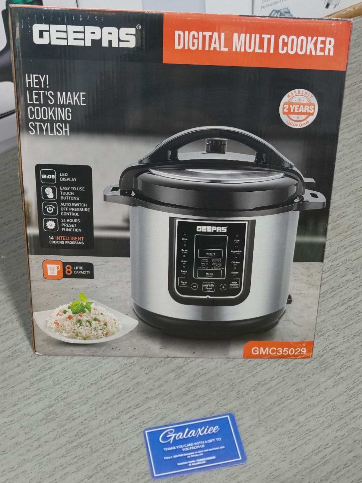 Geepas Digital Multi Cooker GMC35029 – 8L Capacity, 14 Cooking Programs & LED Display