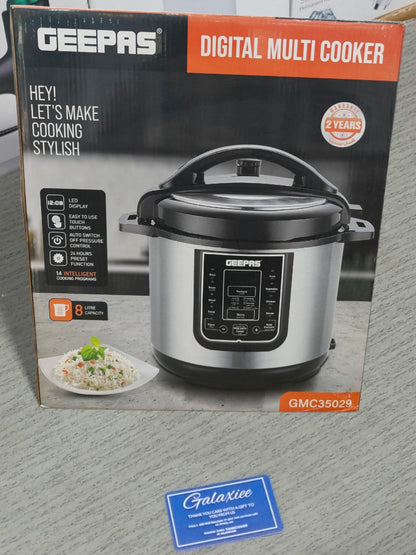 Geepas Digital Multi Cooker GMC35029 – 8L Capacity, 14 Cooking Programs & LED Display