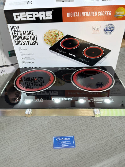Geepas Double Digital Infrared Hot Plate GIC6133P – Touch Control, Safety Lock & 11 Power Levels