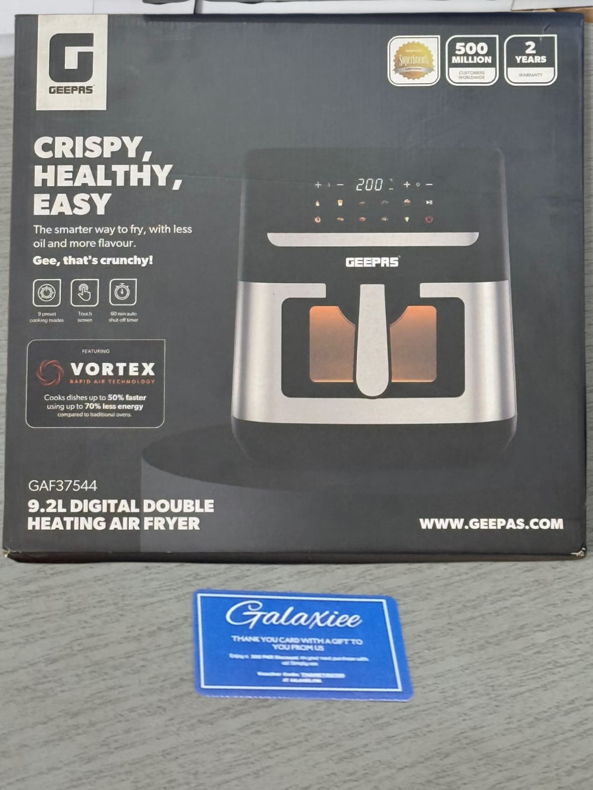 Geepas 9.2L Double Heating Digital Air Fryer 2150W | LED Display | GAF37544