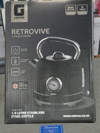 1.8L Stainless Steel Cordless Electric Kettle 3000W | Thermometer | Auto Shut-Off | GK38074UK-CR