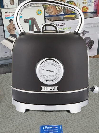 1.8L Stainless Steel Cordless Electric Kettle 3000W | Thermometer | Auto Shut-Off | GK38074UK-CR