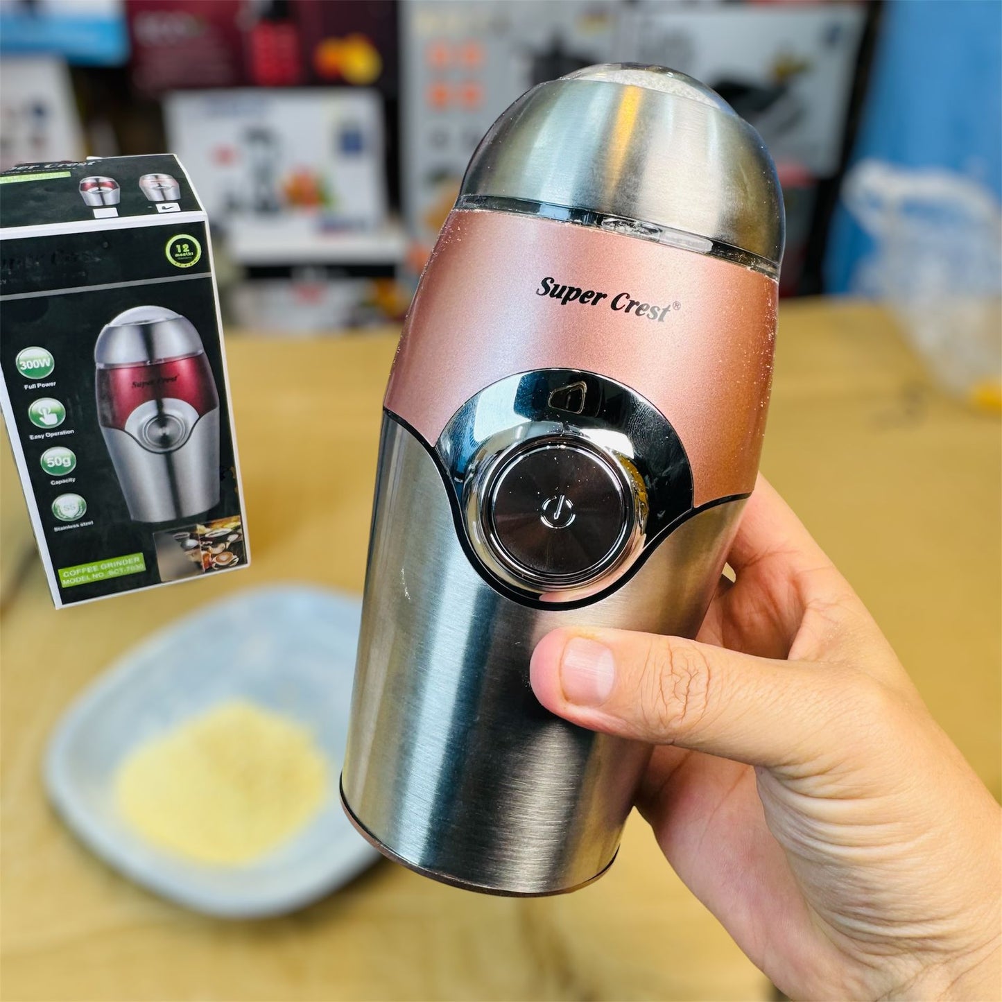 Super Crest Germany 50g Stainless Steel Electric Spice Grinder – Masala & Coffee Grinder