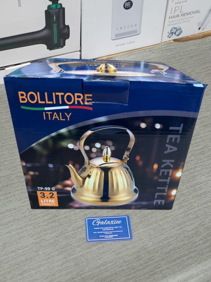 Bollitore Italy 3.2L Premium Tea Kettle – Elegant Gold Stovetop Kettle with Ergonomic Handle