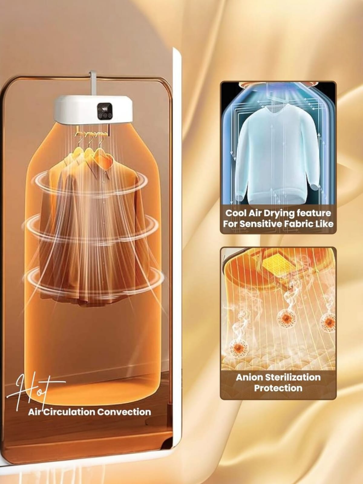 Foldable Clothes Drying Heater – 600W Portable Electric Dryer with Timer & Multi-Gear Control