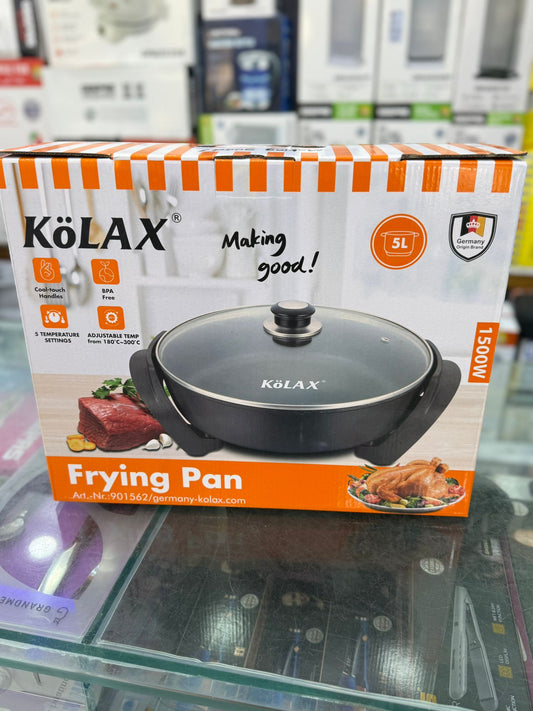 KÖLAX 1500W Electric Frying Pan 5L – Large Capacity Non-Stick Multi-Cooker with Glass Lid (Model 901562)