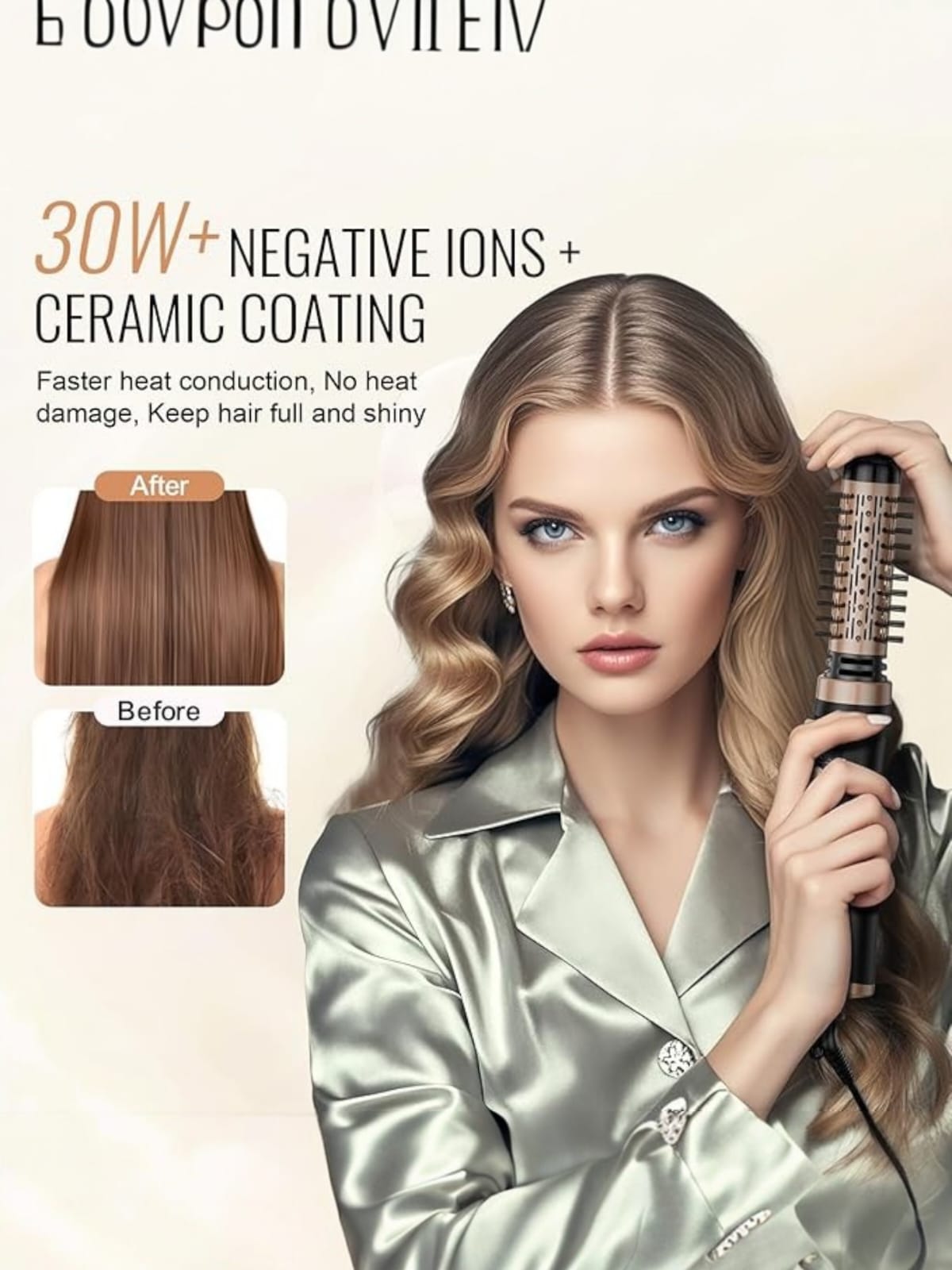 Geepas 1000W 2-in-1 Rotating Hot Air Styler GHR8600N – Blowout Brush & Hair Curler with Cool Shot