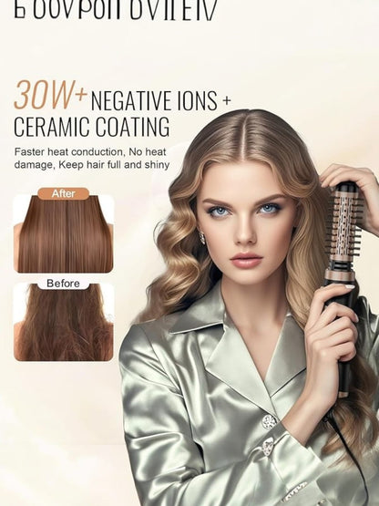 Geepas 1000W 2-in-1 Rotating Hot Air Styler GHR8600N – Blowout Brush & Hair Curler with Cool Shot