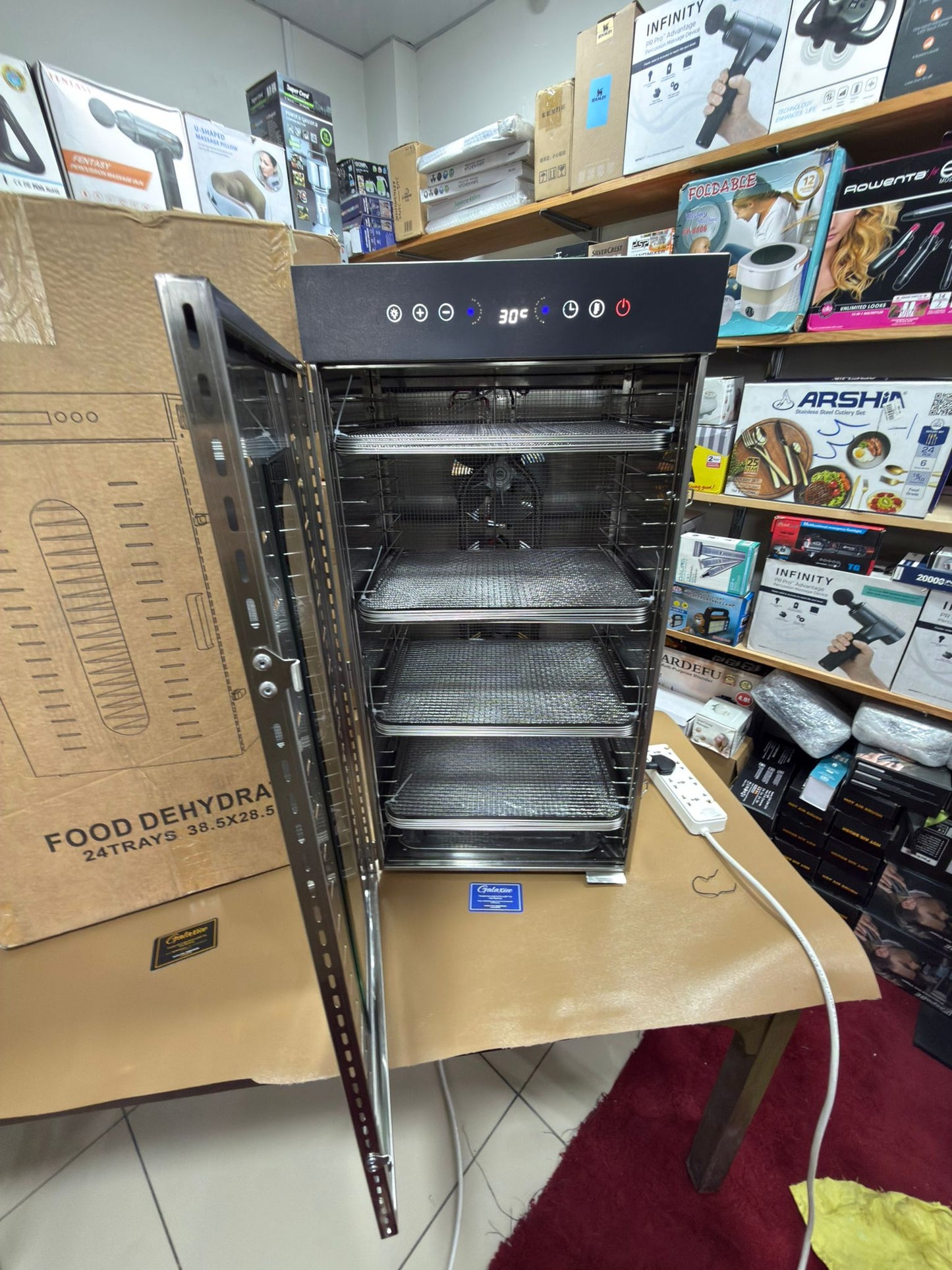 Stainless Steel 24 Tray Food Dehydrator 220W – Commercial Electric Fruit & Meat Dryer Machine