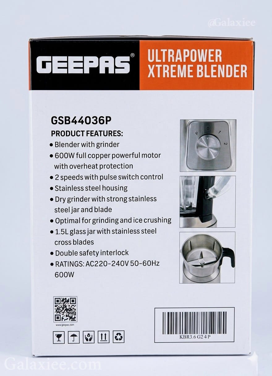 Geepas GSB44036P 600W Ultrapower Xtreme Blender with Grinder