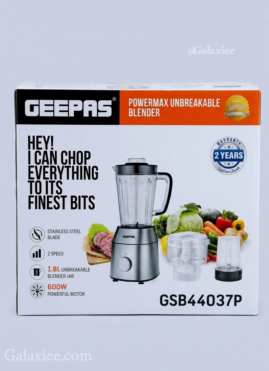 Geepas GSB44037P Powermax 600W Unbreakable Blender & Chopper