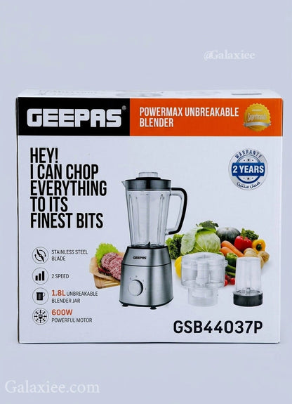 Geepas GSB44037P Powermax 600W Unbreakable Blender & Chopper
