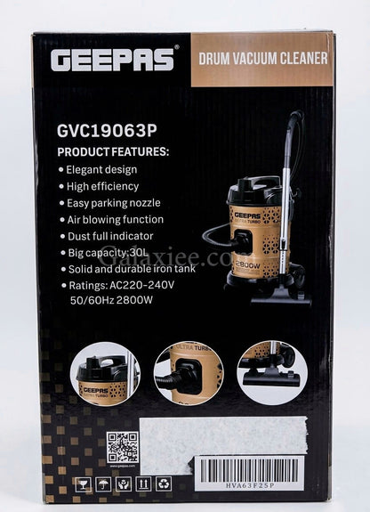 Geepas GVC19063P Drum Vacuum Cleaner 2800W Ultra Turbo | Galaxiee