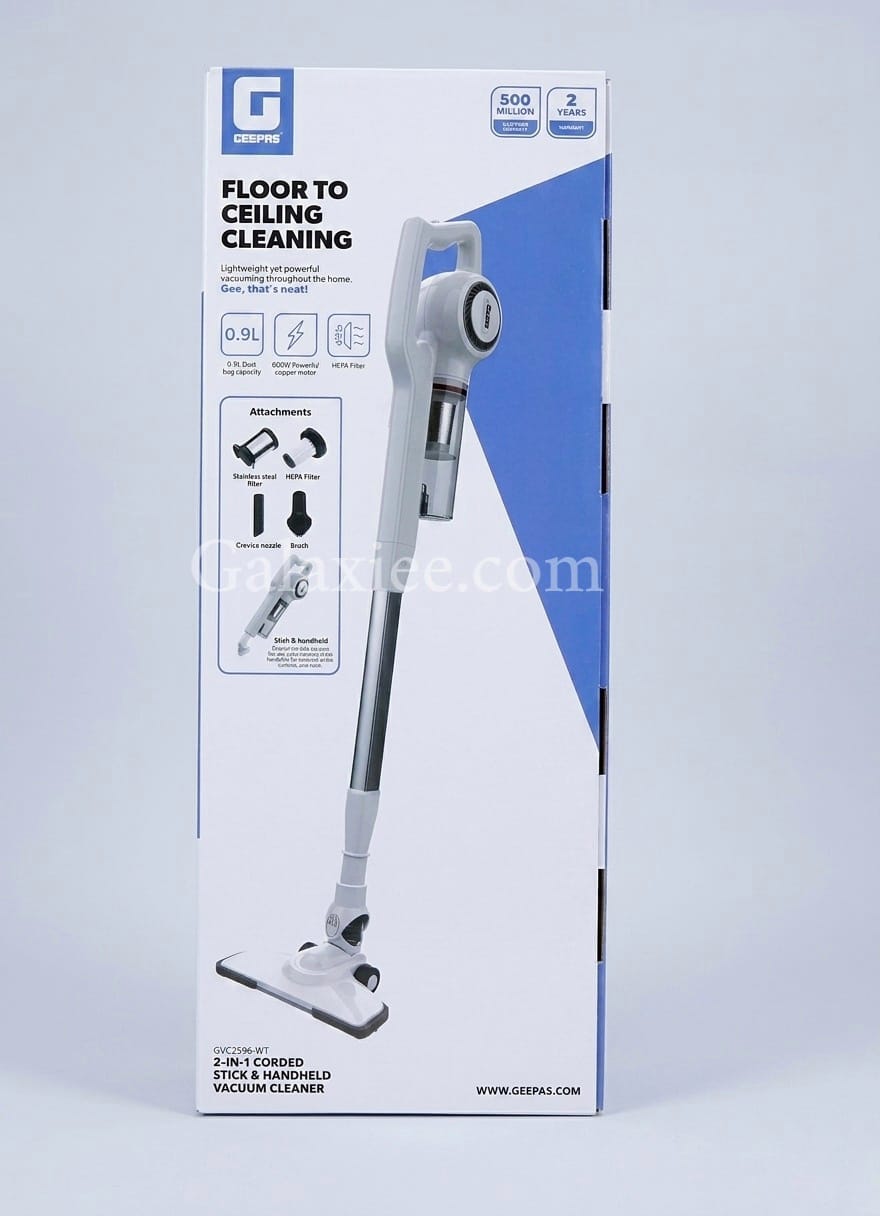 Geepas GVC2596-WT 2-in-1 Vacuum Cleaner 600W Stick Galaxiee