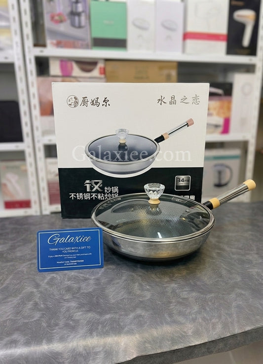 Chu Ma Er Crystal Love 34cm Stainless Steel Wok Galaxiee