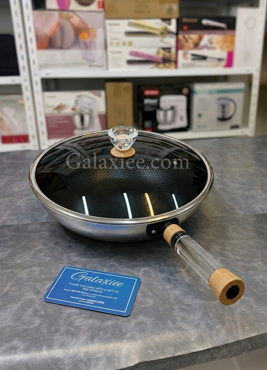 Chu Ma Er Crystal Love 34cm Stainless Steel Wok Galaxiee