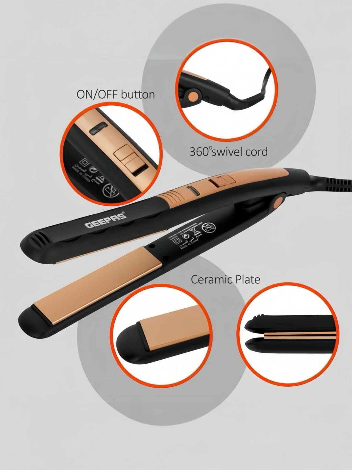 Geepas GH8723 Hair Straightener Ceramic Plates Galaxiee