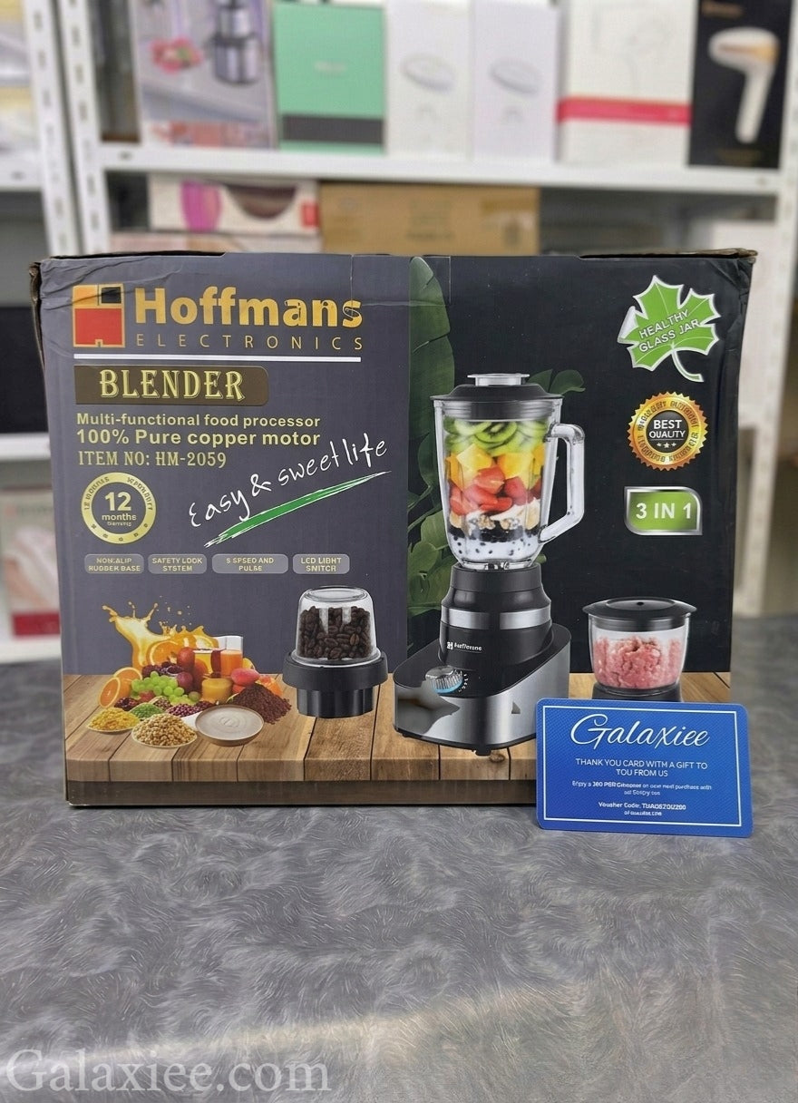 Hoffmans HM-2059 Blender 3-in-1 1000W Glass Jar Galaxiee