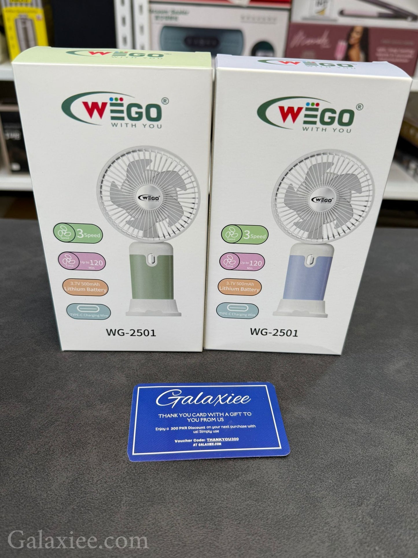 WEGO WG-2501 Mini Fan Rechargeable Portable Galaxiee