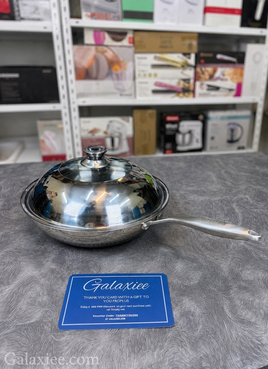 Lot Imported Laser Coating Deep Fry Pan 32CM with Food Steamer Galaxiee
