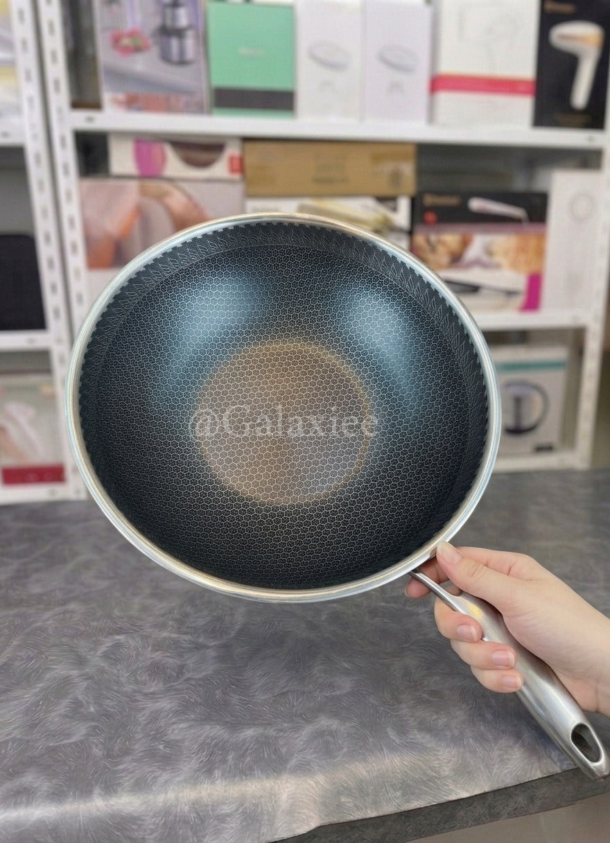 Lot Imported Laser Coating Deep Fry Pan 32CM with Food Steamer Galaxiee