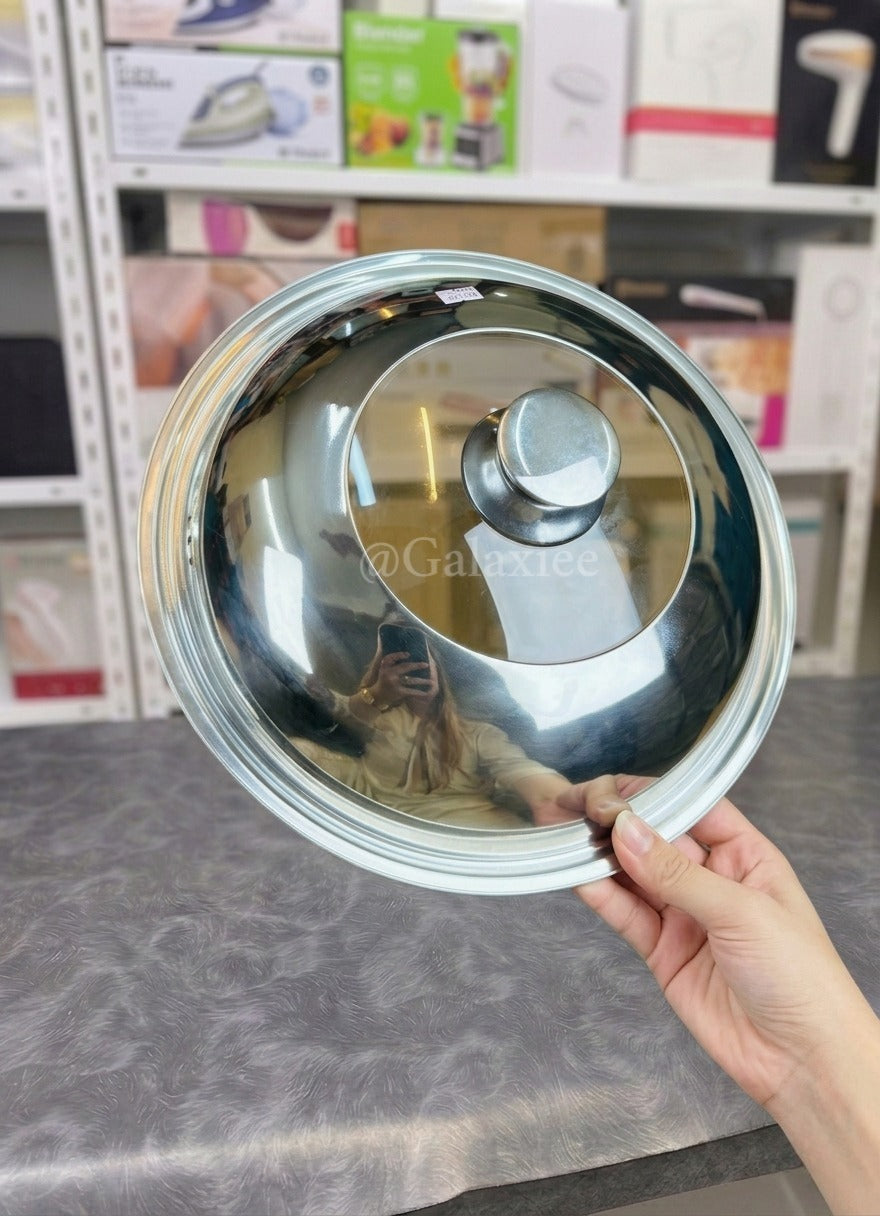 Lot Imported Laser Coating Deep Fry Pan 32CM with Food Steamer Galaxiee