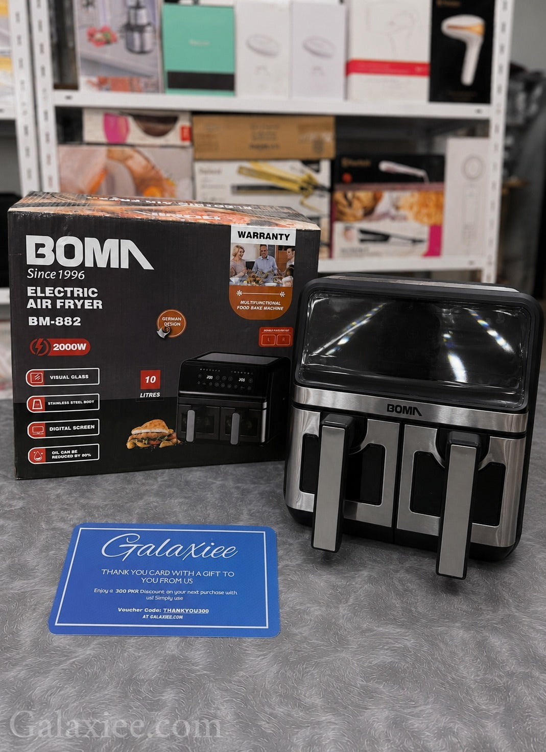 Boma BM-882 Double Door 10L Dual Basket Digital Air Fryer 2000W Galaxiee