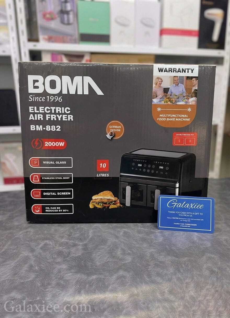 Boma BM-882 Double Door 10L Dual Basket Digital Air Fryer 2000W Galaxiee