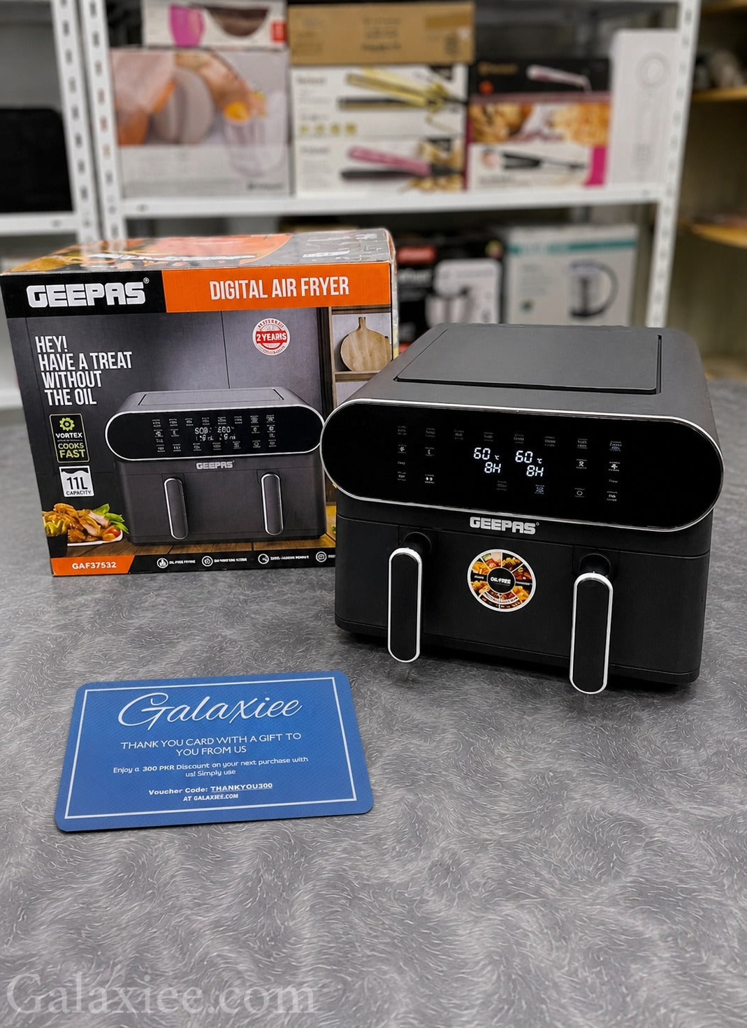Geepas GAF37532 11L Dual Basket Air Fryer Galaxiee