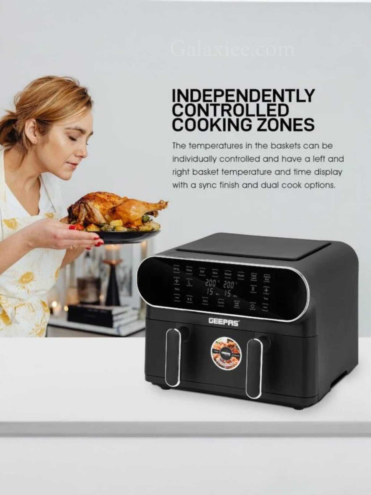 Geepas GAF37532 11L Dual Basket Air Fryer Galaxiee