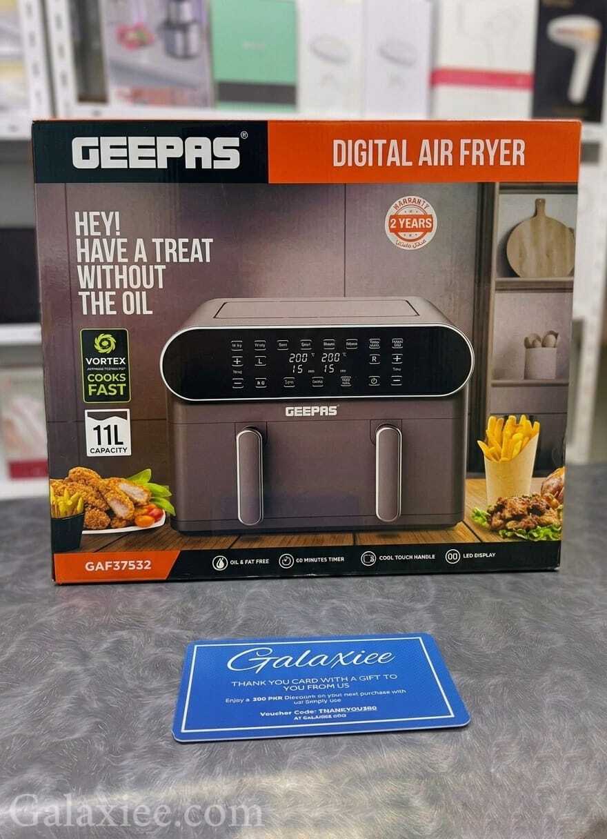 Geepas GAF37532 11L Dual Basket Air Fryer Galaxiee