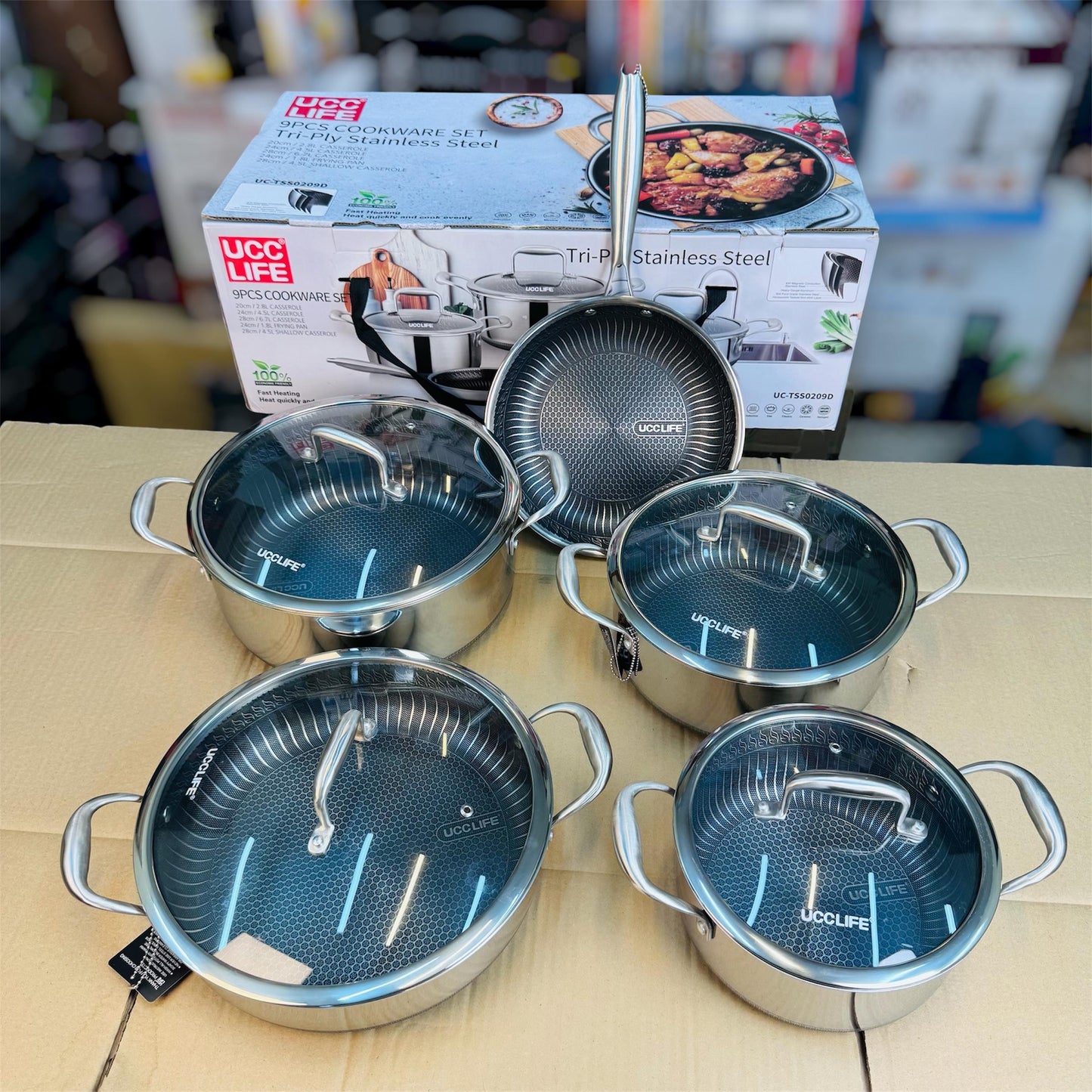9-Piece Tri-Ply Stainless Steel Cookware Set