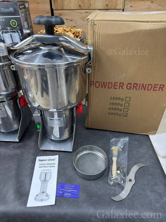 Super Crest SCT-5000g Stainless Steel Powder Grinder – 5000W High-Speed Electric Spice & Grain Mill