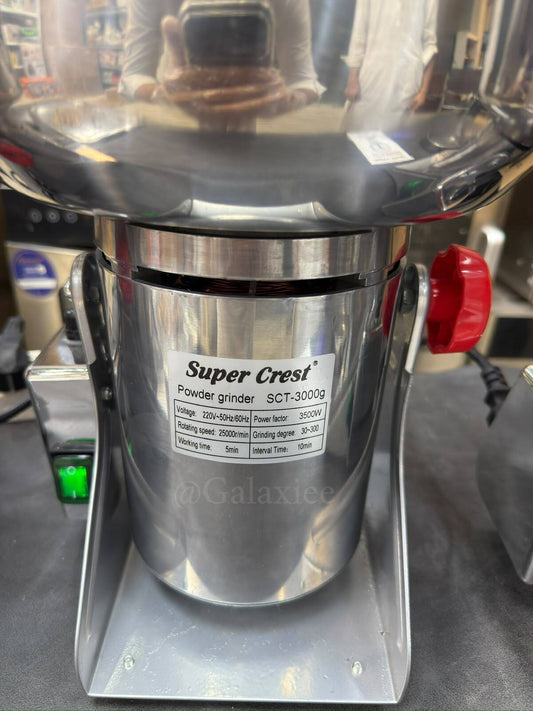 Super Crest SCT-3000g Stainless Steel Powder Grinder – 3500W High-Speed Electric Spice & Grain Mill