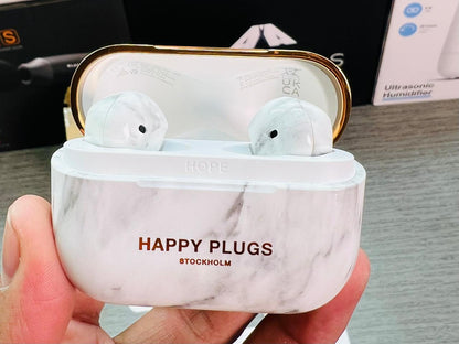 LOT IMPORTED ORIGINAL SWEDEN HAPPY PLUGS EARBUDS in white marble