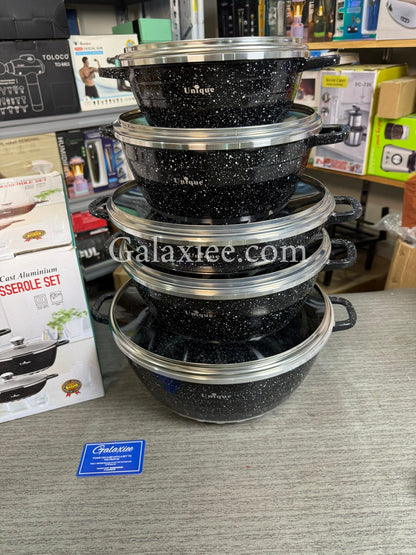 Unique 10-Piece Die-Cast Aluminium Granite Cookware Casserole Set | Energy Saving Non-Stick