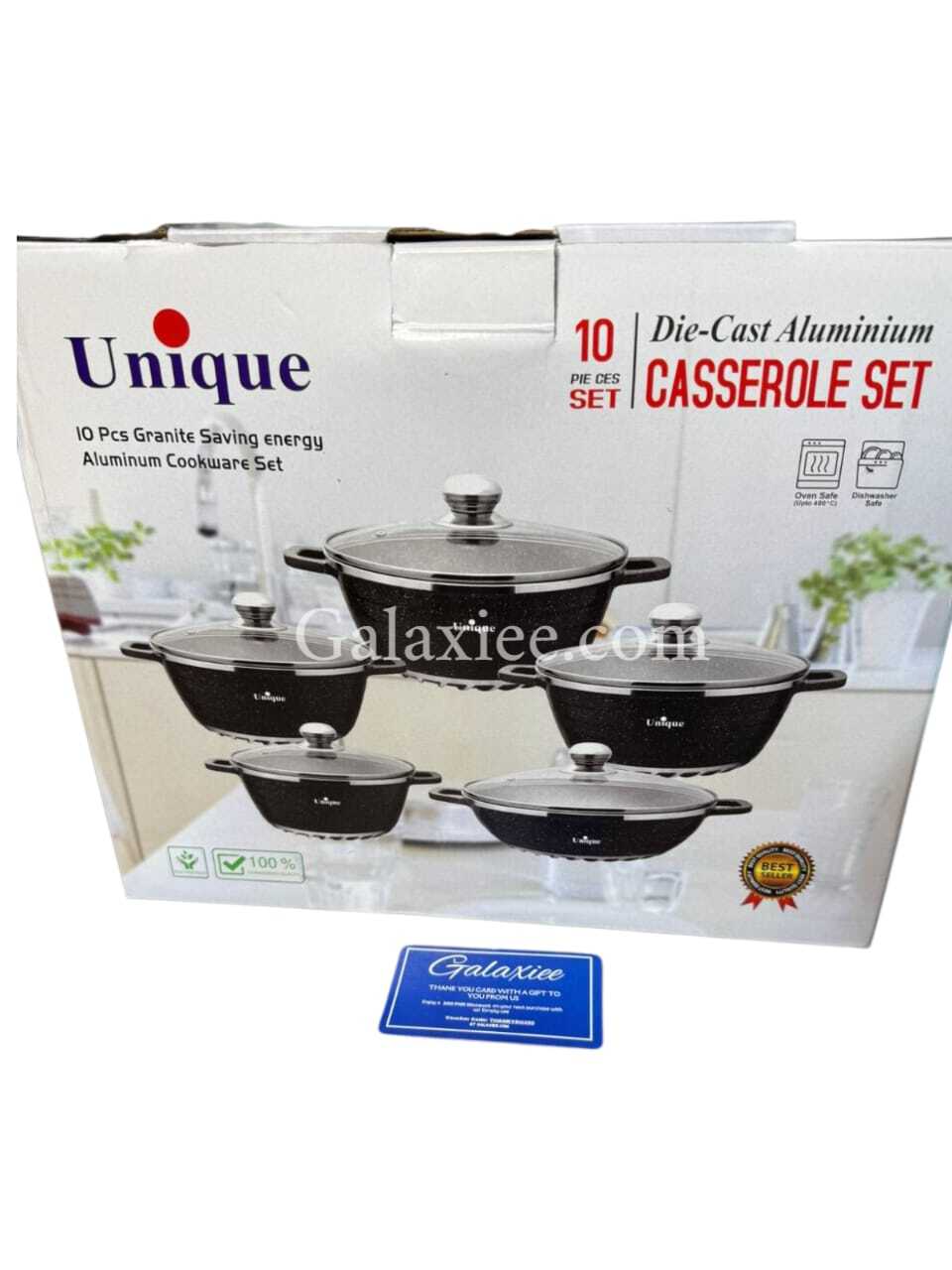 Unique 10-Piece Die-Cast Aluminium Granite Cookware Casserole Set | Energy Saving Non-Stick