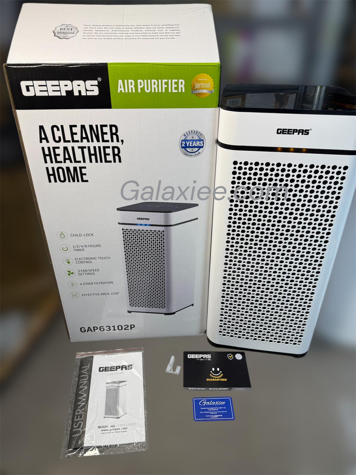 Geepas Air Purifier GAP63102P – True HEPA H13, 4-Stage Filtration | Air Cleaner for Home
